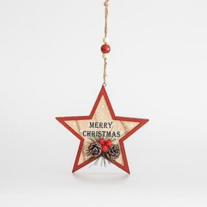 Beauty Home ΞΥΛΙΝΟ ΑΣΤΕΡΑΚΙ, MERRY CHRISTMAS, 15,5x1cm