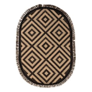 Beauty Home Οβάλ 100x150 ψάθα με κρόσια Sol Art 9755 Μπεζ