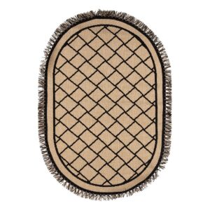 Beauty Home Οβάλ ψάθα με κρόσια Sol Art 9756 100x150 Μπεζ