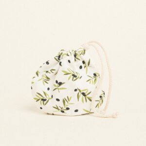 Beauty Home ΠΟΥΓΚΙ ΟΒΑΛ ΜΕ ΚΟΡΔΟΝΙ 13 x 14 cm  ΜΙΚΡΕΣ ΕΛΙΕΣ ΛΕΥΚΟ ΦΟΝΤΟ 140 CM