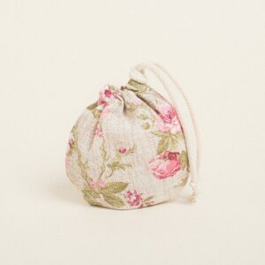 Beauty Home ΠΟΥΓΚΙ ΟΒΑΛ ΜΕ ΚΟΡΔΟΝΙ 13 x 14 cm ΦΛΟΡΑΛ VINTAGE ΜΠΕΖ ΦΟΝΤΟ