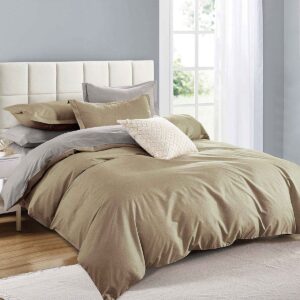 Beauty Home Πάπλωμα διπλής όψης μονό Art 12303 170x230 Λαδί, Γκρι