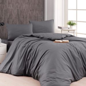 Beauty Home Παπλωματοθήκη μονή μονόχρωμη Art 1999 170x250 Ανθρακί