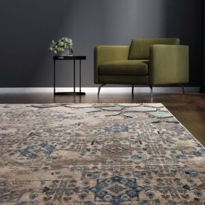 Beauty Home Πατάκι Bliss Art 9625 67x130 Μπεζ,Μόκα,Μπλε