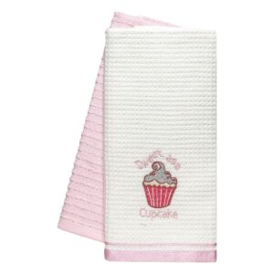 Beauty Home Ποτηρόπανα σετ 2τμχ Cupcake Art 8815 40x60 Ροζ