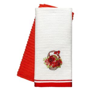 Beauty Home Ποτηρόπανα σετ 2τμχ Flowers Art 8822 40x60 Κόκκινο