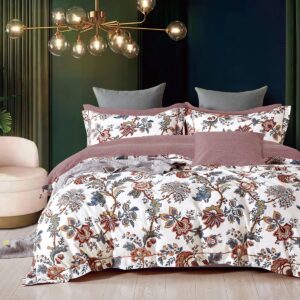 Beauty Home Σετ παπλωματοθήκη υπέρδιπλη Art 12612 Flaure 230χ250 Εκρού,Σάπιο μήλο