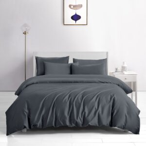 Beauty Home Σετ παπλωματοθήκη υπέρδιπλη Bamboo 300tc Art 12350 Midnight Charm 240x260 Ανθρακί