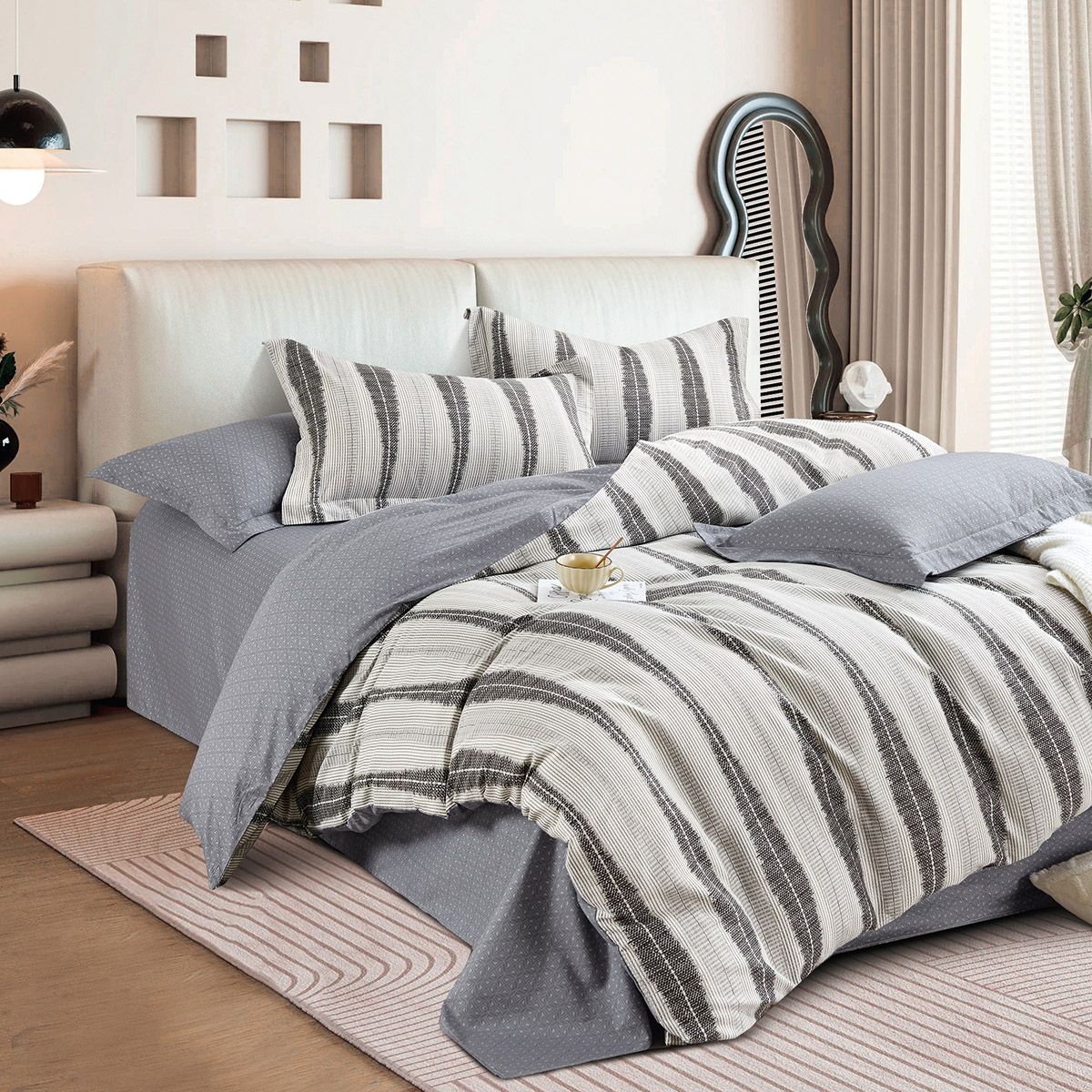 Beauty Home Σετ κουβερλί υπέρδιπλο Art 12288 Adamantia 220x240 Εκού,Ανθρακί Beauty Home Σετ κουβερλί υπέρδιπλο Art 12288 Adamantia 220x240 Εκού,Ανθρακί