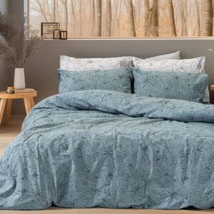 Beauty Home Σετ σεντόνια φανελένια King Size Nebbiolo Art 12636 270x260 Πετρόλ