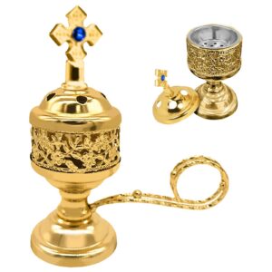 Θυμιατό Λιβανιστήρι Εκκλησιαστικό Μεταλλικό Χρυσό 14x ø5