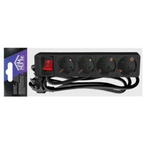 Πολύπριζο 4 Θέσεων με Κουμπί Μαύρο 1