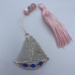 ΜΠΟΜΠΟΝΙΕΡΑ ΜΕΤΑΛΛΙΚΟ ΚΑΡΑΒΑΚΙ ΜΕ ΡΟΖ ΦΟΥΝΤΑ ΚΑΙ ΧΑΝΤΡΕΣ 5Χ5.5CM ΥΨΟΣ ΚΑΡΑΒΙΟΥ