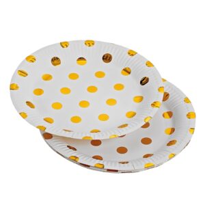 ΠΙΑΤΑ ΧΑΡΤΙΝΑ ΛΕΥΚΑ ΜΕ ΧΡΥΣΟ ΠΟΥΑ ΣΕΤ 10 ΤΕΜΑΧΙΩΝ Φ23cm