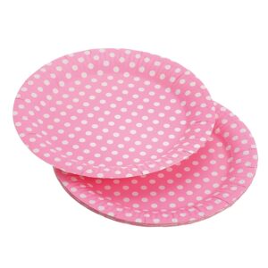 ΠΙΑΤΑ ΧΑΡΤΙΝΑ ΡΟΖ ΜΕ ΛΕΥΚΟ ΠΟΥΑ ΣΕΤ 10 ΤΕΜΑΧΙΩΝ Φ23cm