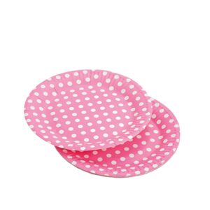 ΠΙΑΤΑ ΧΑΡΤΙΝΑ ΡΟΖ ΜΕ ΛΕΥΚΟ ΠΟΥΑ ΣΕΤ 10 ΤΕΜΑΧΙΩΝ Φ18cm