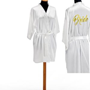 ΝΥΦΙΚΗ ΡΟΜΠΑ ΣΑΤΕΝ ΜΕ ΖΩΝΗ & ΛΟΓΟΤΥΠΟ ''BRIDE'' ΣΤΗΝ ΠΛΑΤΗ