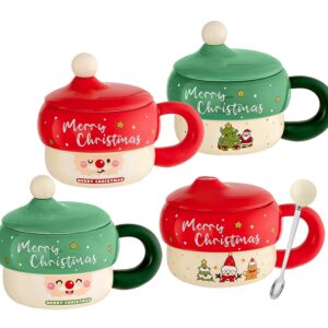 ΚΕΡΑΜΙΚΗ ΧΡΙΣΤΟΥΓΕΝΝΙΑΤΙΚΗ ΚΟΥΠΑ 4 ΣΧΕΔΙΩΝ ΜΕ ΚΑΠΑΚΙ ΚΑΙ ΚΟΥΤΑΛΑΚΙ Φ10.5x12cm