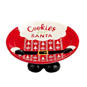 ΚΕΡΑΜΙΚΗ ΧΡΙΣΤΟΥΓΕΝΝΙΑΤΙΚΗ ΠΙΑΤΕΛΑ ΜΕ ΠΟΔΙΑ ΑΪ ΒΑΣΙΛΗ ''COOKIES FOR SANTA'' Φ25x10cm