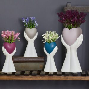 Διακοσμητική Γλάστρα σε Παλάμη με Άνθη 25x10cm Homie 423007