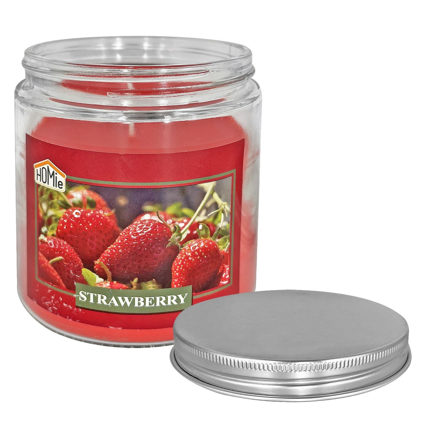 Κερί Φράουλα σε Βάζο Γυάλινο με Καπάκι 10x9,5cm, 545g Gross, 280g net Homie 57502 Κερί Φράουλα σε Βάζο Γυάλινο με Καπάκι 10x9