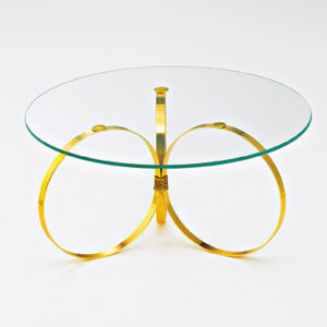 ΤΟΥΡΤΙΕΡΑ ΜΕ ΓΥΑΛΙ ΚΑΙ ΜΕΤΑΛΛΙΚΗ ΧΡΥΣΗ ΒΑΣΗ Φ30Χ14.5Υ