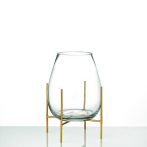 ΓΥΑΛΙΝΟ ΒΑΖΟ ΜΕ ΜΕΤΑΛΛΙΚΗ ΧΡΥΣΗ ΒΑΣΗ Φ14Χ24Υ