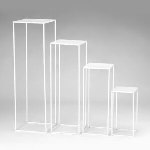 ΜΕΤΑΛΛΙΚΕΣ ΑΝΘΟΣΤΗΛΕΣ ΛΕΥΚΕΣ ΤΕΤΡΑΓΩΝΕΣ ΣΕΤ 4 ΤΜΧ 30X100 27X80 24X60 20X40CM