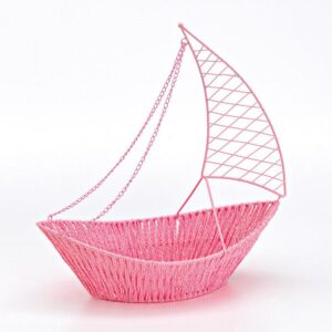 ΔΙΑΚΟΣΜΗΤΙΚΟ ΚΑΡΑΒΙ ΡΟΖ ΜΕΤΑΛΛΙΚΟ 46x26x47cm