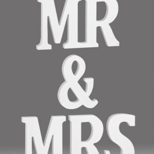 ΞΥΛΙΝΟ ΔΙΑΚΟΣΜΗΤΙΚΟ ΛΕΥΚΟ MR & MRS (ΑΠΟΤΕΛΕΙΤΑΙ ΑΠΟ 3 ΤΜΧ) 60X13CM
