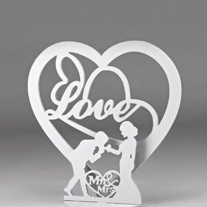 ΞΥΛΙΝΗ ΔΙΑΚΟΣΜΗΤΙΚΗ ΚΑΡΔΙΑ ΛΕΥΚΗ LOVE ΓΑΜΠΡΟΣ ΚΑΙ ΝΥΦΗ 50X20X50CM