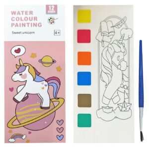 Άλμπουμ Χρωματισμού με Νερομπογιές & Πινέλο Μονόκερος 19x8cm JustNote 703225