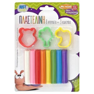 Πλαστελίνη & Καλούπια σετ=8 Χρώματα 100g net JustNote 7069