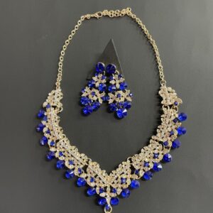 ΣΕΤ ΚΟΣΜΗΜΑΤΩΝ ΓΑΜΟΥ ΜΕΝΤΑΓΙΟΝ & ΣΚΟΥΛΑΡΙΚΙΑ ΜΕ ΜΠΛΕ ΠΕΤΡΕΣ ΚΑΙ ΣΤΡΑΣ