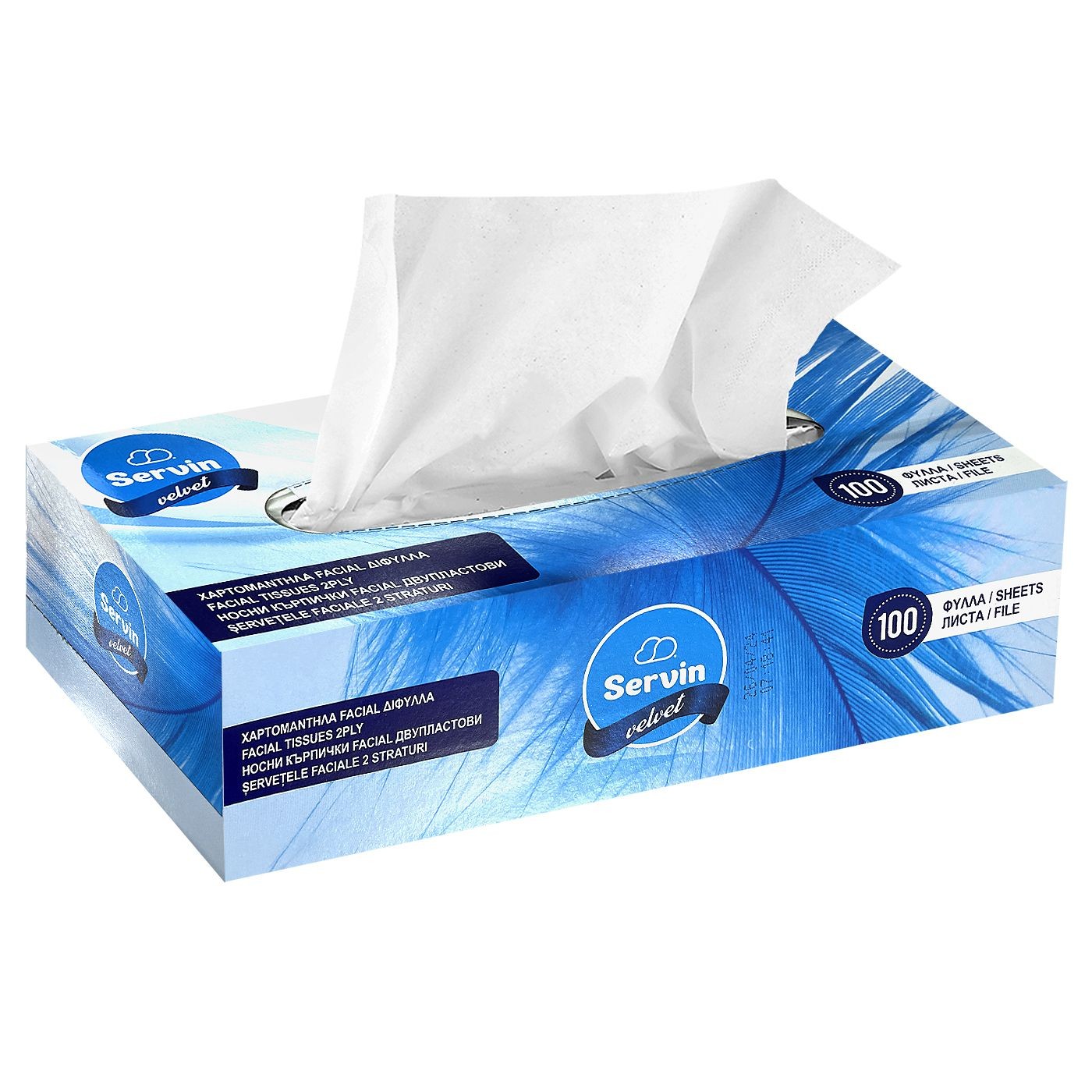 Χαρτομάντηλα Δίφυλλα Κυτ=100τ 125gr Servin SERV060 Χαρτομάντηλα Δίφυλλα Κυτ=100τ 125gr Servin SERV060