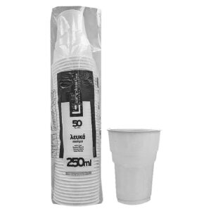 Ποτήρια Πλαστικά Λευκά πακ=50τεμ 250mL Lariplast