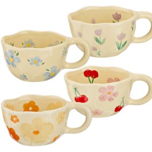 ΚΟΥΠΑ ΠΟΡΣΕΛΑΝΙΝΗ ΜΕ ΛΟΥΛΟΥΔΙΑ ΖΩΓΡΑΦΙΣΜΕΝΗ ΣΤΟ ΧΕΡΙ 4 ΣΧΕΔΙΩΝ Φ10x6.5cm