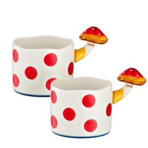 ΚΟΥΠΑ ΠΟΡΣΕΛΑΝΙΝΗ ΛΕΥΚΗ ΜΕ ΚΟΚΚΙΝΟ ΠΟΥΑ & ΧΕΡΟΥΛΙ ΜΑΝΙΤΑΡΙ Φ8x6.5cm