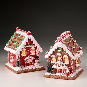 ΧΡΙΣΤΟΥΓΕΝΝΙΑΤΙΚΟ ΣΠΙΤΙ GINGERBREAD ΜΕ ΦΩΣ ΣΕ 2 ΣΧΕΔΙΑ 13x14x17cm