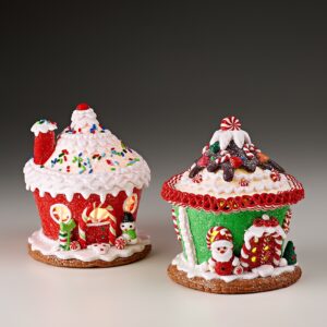 ΧΡΙΣΤΟΥΓΕΝΝΙΑΤΙΚΟ ΖΑΧΑΡΩΤΟ ΣΠΙΤΙ ΜΕ ΦΩΣ ΣΕ 2 ΣΧΕΔΙΑ Φ12x15cm