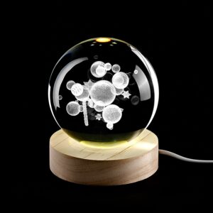 ΚΡΥΣΤΑΛΛΙΝΗ ΜΠΑΛΑ ΦΩΤΙΣΤΙΚΟ ΜΕ ΞΥΛΙΝΗ ΒΑΣΗ ΧΡΙΣΤΟΥΓΕΝΝΙΑΤΙΚΕΣ ΜΠΑΛΕΣ 10cm