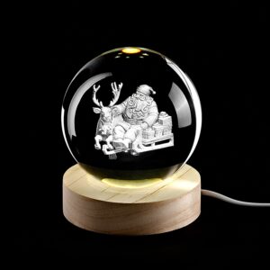 ΚΡΥΣΤΑΛΛΙΝΗ ΜΠΑΛΑ ΦΩΤΙΣΤΙΚΟ ΜΕ ΞΥΛΙΝΗ ΒΑΣΗ ΕΛΚΗΘΡΟ ΜΕ ΤΑΡΑΝΔΟ 10cm