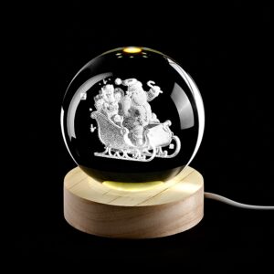 ΚΡΥΣΤΑΛΛΙΝΗ ΜΠΑΛΑ ΦΩΤΙΣΤΙΚΟ ΜΕ ΞΥΛΙΝΗ ΒΑΣΗ ΑΓΙΟΣ ΒΑΣΙΛΗΣ ΜΕ ΕΛΚΗΘΡΟ 10cm