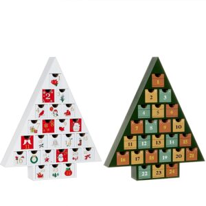 ΞΥΛΙΝΟ ΗΜΕΡΟΛΟΓΙΟ ΧΡΙΣΤΟΥΓΕΝΝΙΑΤΙΚΟ ΔΕΝΤΡΟ ADVENT CALENDAR 2 ΧΡΩΜΑΤΩΝ 29x5x36cm