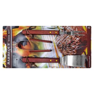 Εργαλεία bbq με Ξύλινη Λαβή σετ=3 τεμ 33cm Homie 1011098