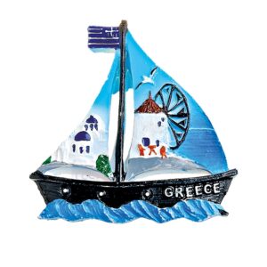 ΜΑΓΝΗΤΑΚΙ ΚΑΡΑΒΙ ΑΝΕΜΟΜΥΛΟΣ ''GREECE''  6x7cm