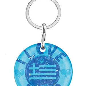 ΜΠΡΕΛΟΚ ΓΥΑΛΙΝΟ ΕΛΛΗΝΙΚΗ ΣΗΜΑΙΑ ''I LOVE GREECE'' Φ5cm