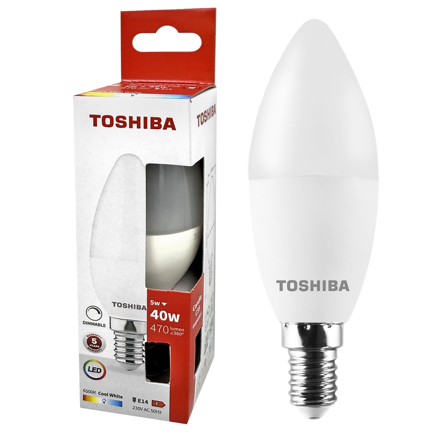Λάμπα led Toshiba Κερί N_std c37 e14 4,7w 6500k Γωνία Δέσμης 180 Μοίρες Toshiba 00168818 Λάμπα led Toshiba Κερί N_std c37 e14 4