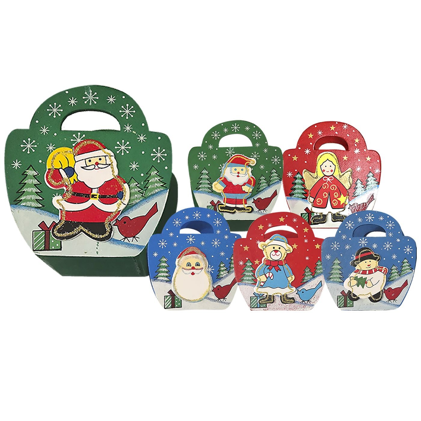 Καλαθάκι με Χερούλι Ξύλινο 11x10x5,5cm Xmasfest 1132696 Καλαθάκι με Χερούλι Ξύλινο 11x10x5