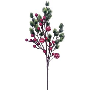 Κλωνάρι Πεύκο με γκι και Χιονισμένες Μπάλες 55x18cm Xmasfest 1132852